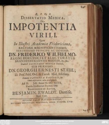 Dissertatio Medica, De Impotentia Virili