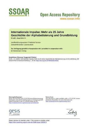 Internationale Impulse: Mehr als 25 Jahre Geschichte der Alphabetisierung und Grundbildung