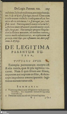 Titulus XVIII. De Legitima Parentum Tutela