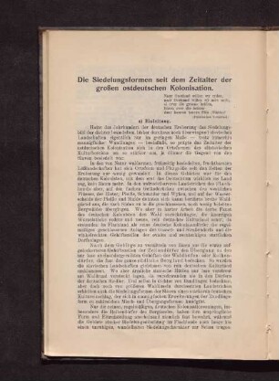 Die Siedelungsformen seit dem Zeitalter der großen ostdeutschen Kolonisation.