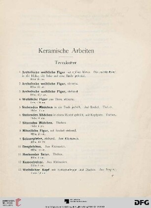 Terrakotten (Nr. 1-15)
