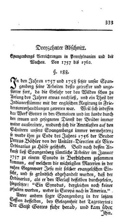 Spangenbergs Verrichtungen in Pennsylvanien und der Wachau von 1757 bis 1762