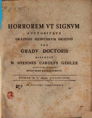 Horrorem ut signum