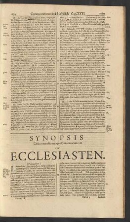 Synopsis Criticorum aliorumque Commentatorum In Ecclesiasten.