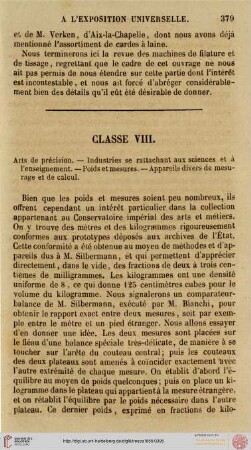 classe VIII: Arts de présicion [...]