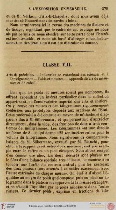 classe VIII: Arts de présicion [...]