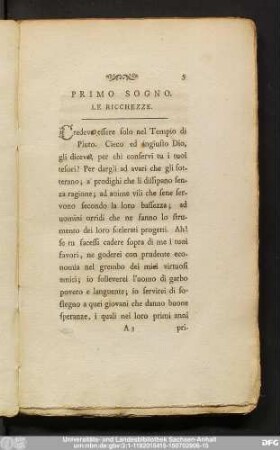 Primo Sogno. Le Richezze.