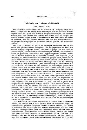 Lehrfach und Lehrpersönlichkeit