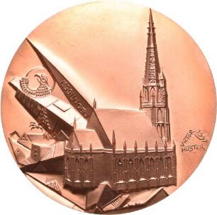 Medaille von Victor Huster auf die Frauenkirche in Esslingen