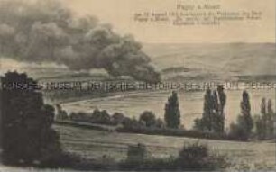Die Mosel mit zerstörtem Dorf Pagny