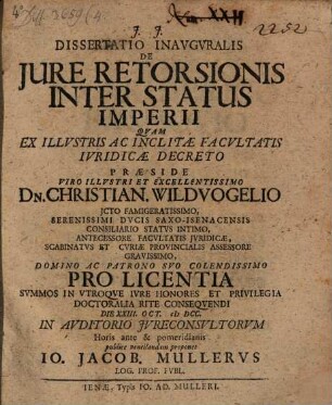 Dissertatio Inauguralis De Iure Retorsionis Inter Status Imperii