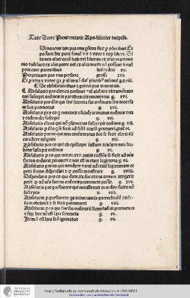 2. Taxae sacrae Penitentiariae Apostolicae [Rom: Johann Besicken, um 1495]
