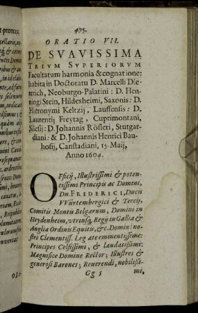 Oratio VII. De Suavissima Trium Superiorum.