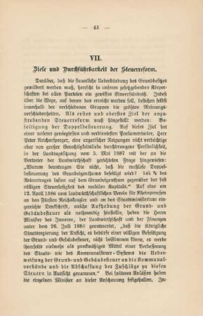 VII. Ziele und Durchführbarkeit der Steuerreform