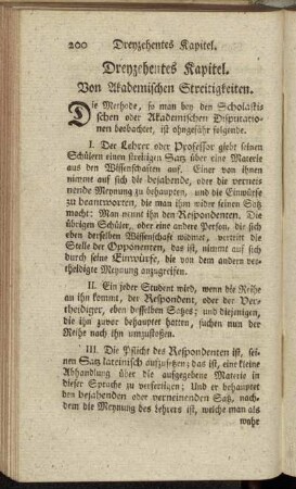 Dreyzehentes Kapitel. Von Akademischen Streitigkeiten.