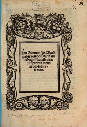Ain Sermon von dem Vers im Magnificat, exultavit spiritus meus