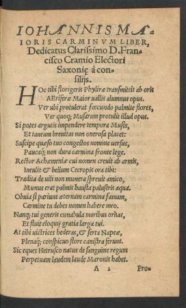 Iohannis Maioris Carminum Liber ...