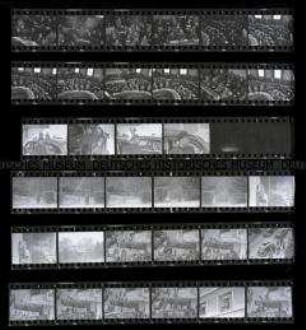 Schwarz-Weiß-Negative mit Aufnahmen der Indochinakonferenz zum Indochina- und Koreakrieg 1954 in Genf (Ankunft der Delegierten, im Konferenzraum)