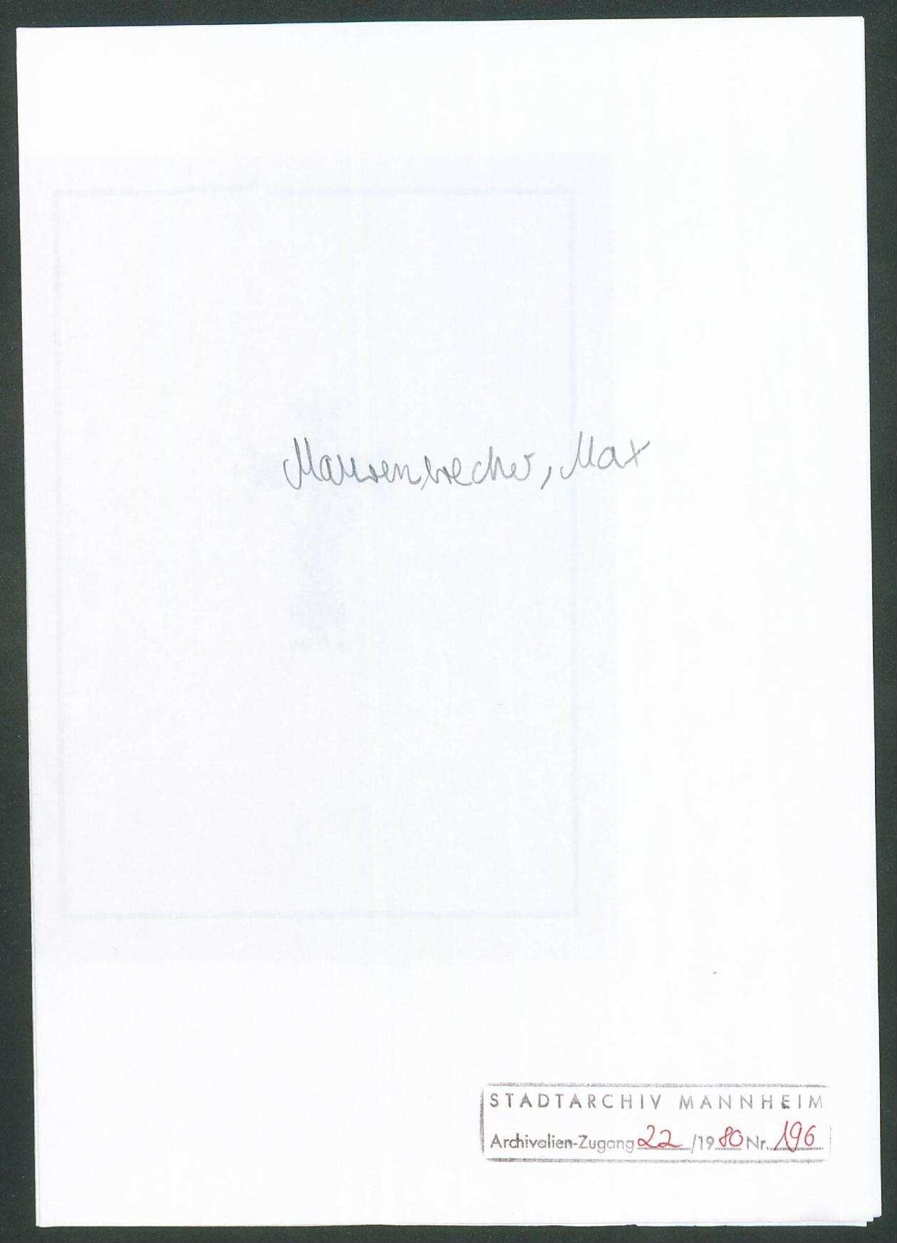 Maurenbrecher, Max, Weimar, an Wichert | Digitalisierung: MARCHIVUM Mannheim