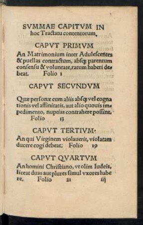 Summae Capitum In hoc Tractatu contentorum.