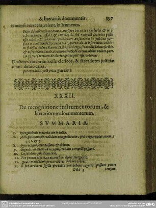 XXXII. De recognitione instrumentorum, & literariorum documentorum
