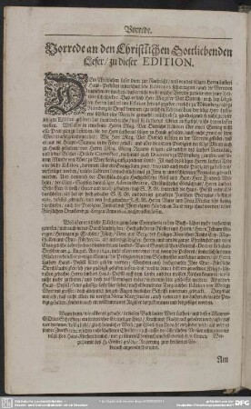 Vorrede an den Christlichen Gottliebenden Leser, zu dieser Edition
