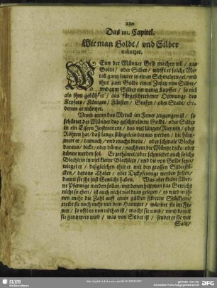 Das 111. Capitel. Wie man Goldt, und Silber müntzet