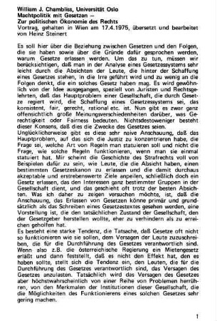 1-15, Machtpolitik mit Gesetzen - Zur politischen Ökonomie des Rechts