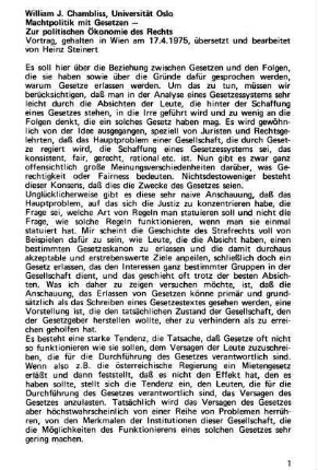 1-15, Machtpolitik mit Gesetzen - Zur politischen Ökonomie des Rechts