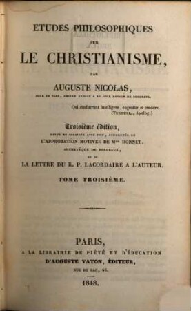 Études philosophiques sur le christianisme, 3