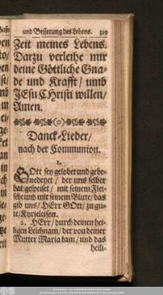 Dank-Lieder/ nach der Communion.