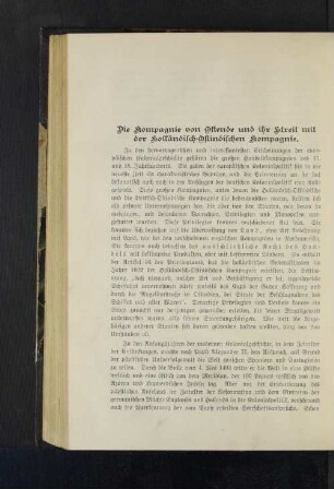 Die Kompagnie von Ostende und ihr Streit mit der hölländisch-ostindischen Kompagnie.