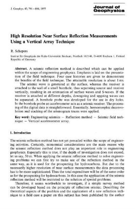High resolution near surface reflection measurements using a vertical array technique