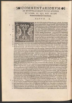 Commentariorum In Epistolas Beati Pauli Apostoli Liber XI. Qui Est In Epistolam secundam ad Timotheum.