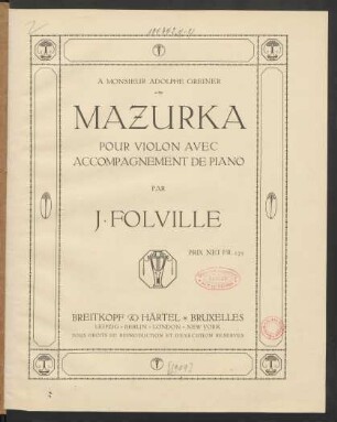 Mazurka pour violon avec accompagnement de piano
