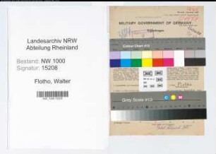 Entnazifizierung Walter Flotho, geb. 02.04.1893 (Kaufmann)