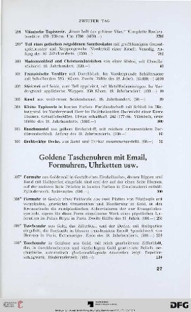 Goldene Taschenuhren mit Email, Formuhren, Uhrenketten usw. (Nr. 307-333)