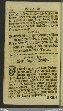 Der fünffte Tag. Vom jüngsten Gericht