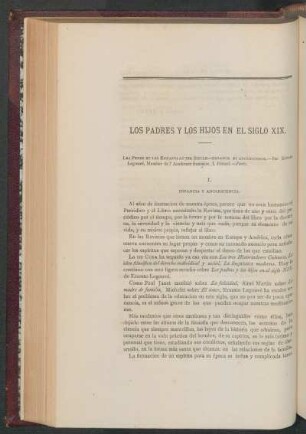 Los padres y los hijos en el siglo XIX. : I. - Infancia y adolescencia.