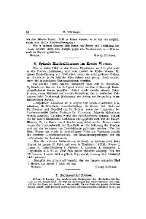 Spinale Kinderlähmung im Kreise Worms : [Mitteilungen]