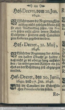 Hof-Decret, 21. Maij, 1646