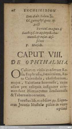 Caput VIII. De Ophthalmia