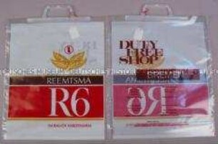 Tragetasche (Duty Free Shop Bremen) mit Werbeaufdruck für "R6"-Zigaretten