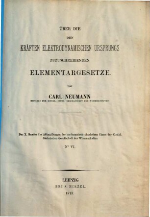 Über die den Kräften elektrodynamischen Ursprungs zuzuschreibenden Elementargesetze