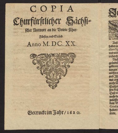 6-8, Copia Churfürstlicher Sächsischer Antwort an die Unirte Chur-Fürsten, und Ständ