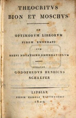 Theocritus Bion et Moschus