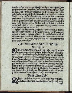 Von Unzucht/ Ehebruch und andern Lastern