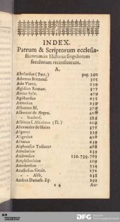 Index Patrum et Script. Eccl.