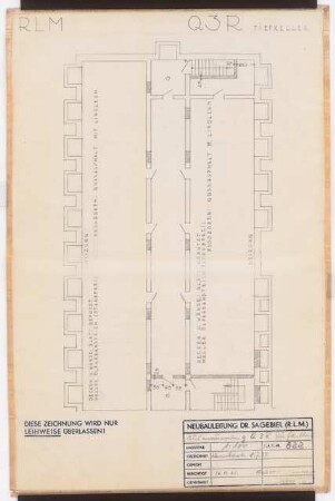 Reichsluftfahrtministerium, Berlin: Teilgrundriss Q3R (KG) 1:100
