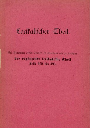 Lexikalischer Theil